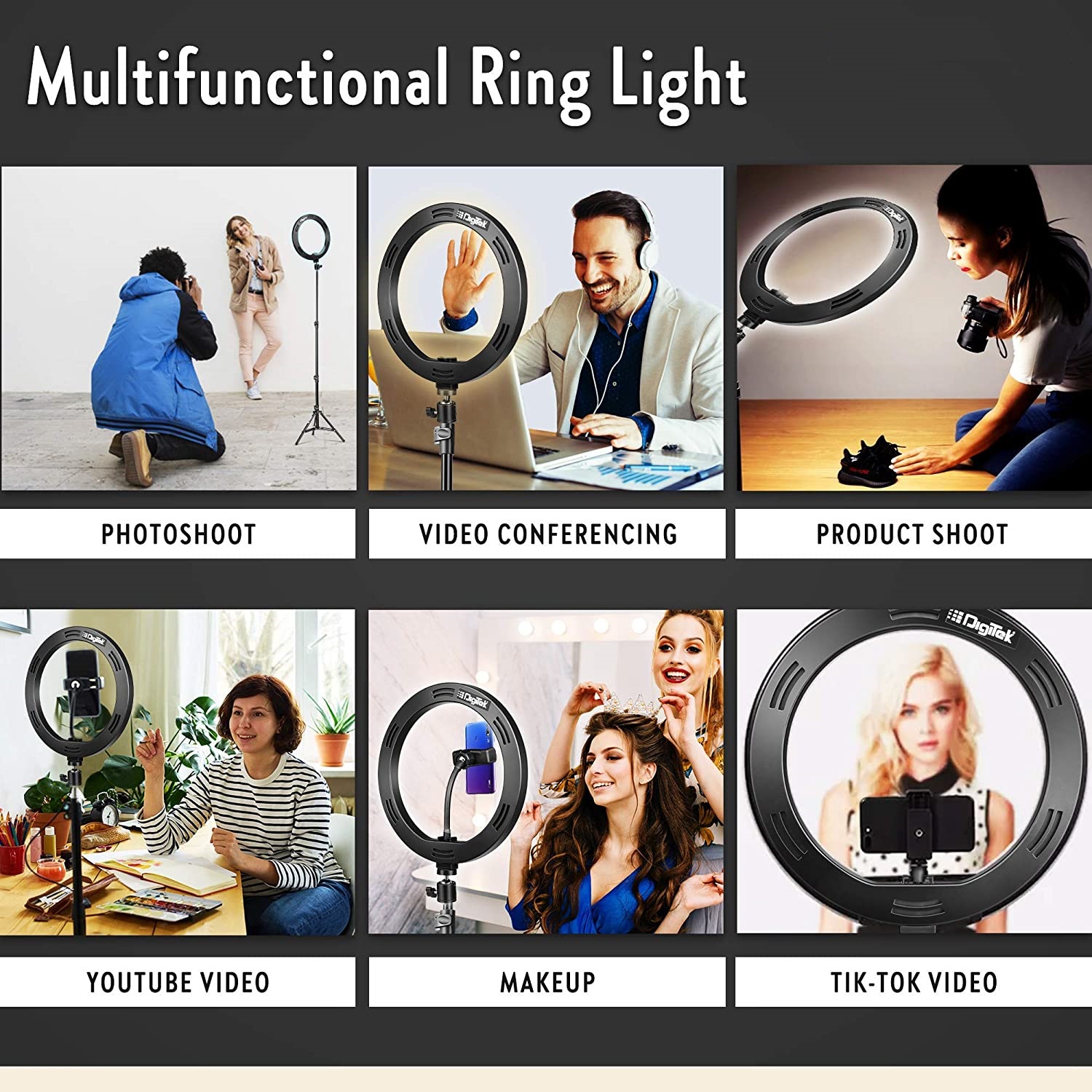 Portable LED Ring Light with Long Tripod Stand