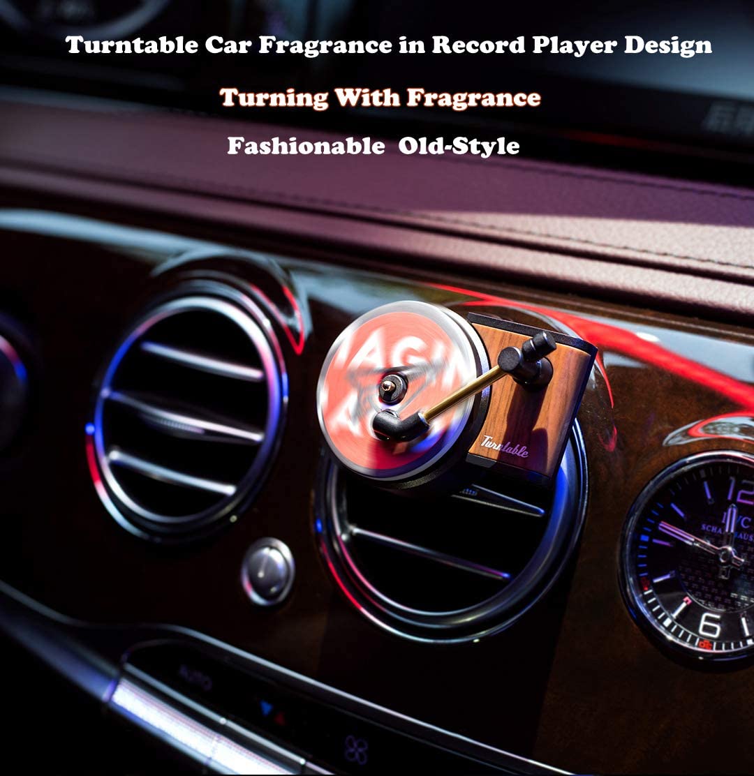 Car Fragrance Diffuser with Vent Clip in Retro Style Record Player Design
