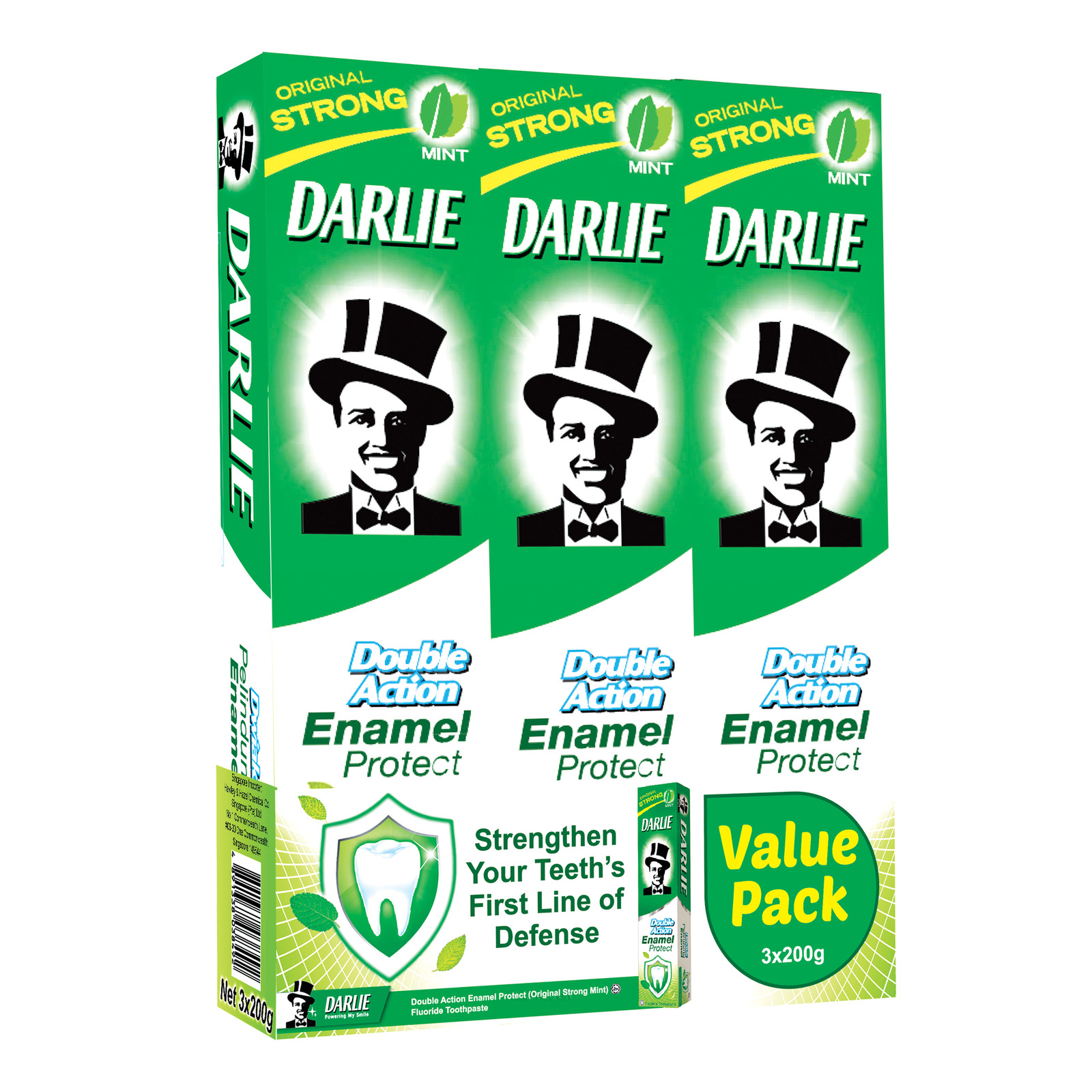 Darlie - Double Action Enamel Protect 3 x 200g