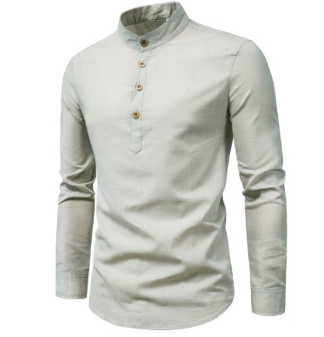 Cotton and Lined Long-Sleeved Mens Shirt