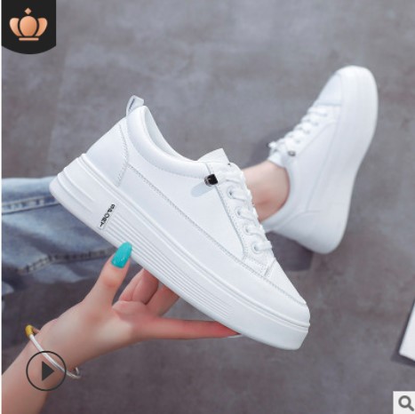Leisure Thick-Soled White Sneakers