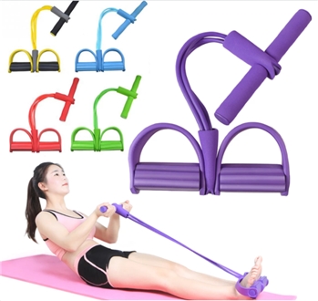 4 Tubes Latex Foot Elastic Pull Rope Expander Pedal