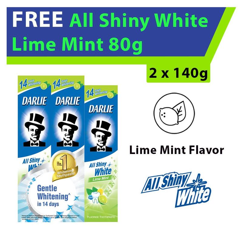 Darlie - Pro Lite All Shiny White Lime Mint Fluoride Toothpaste 2 x 140g