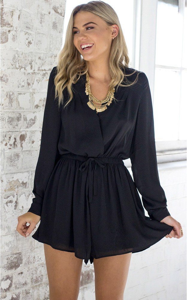 Chiffon Deep V Neck Loose Fit Romper Women Dress