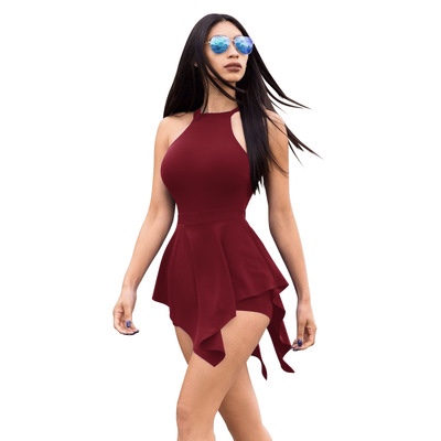 Polyester Halter Neck Romper Women Dress