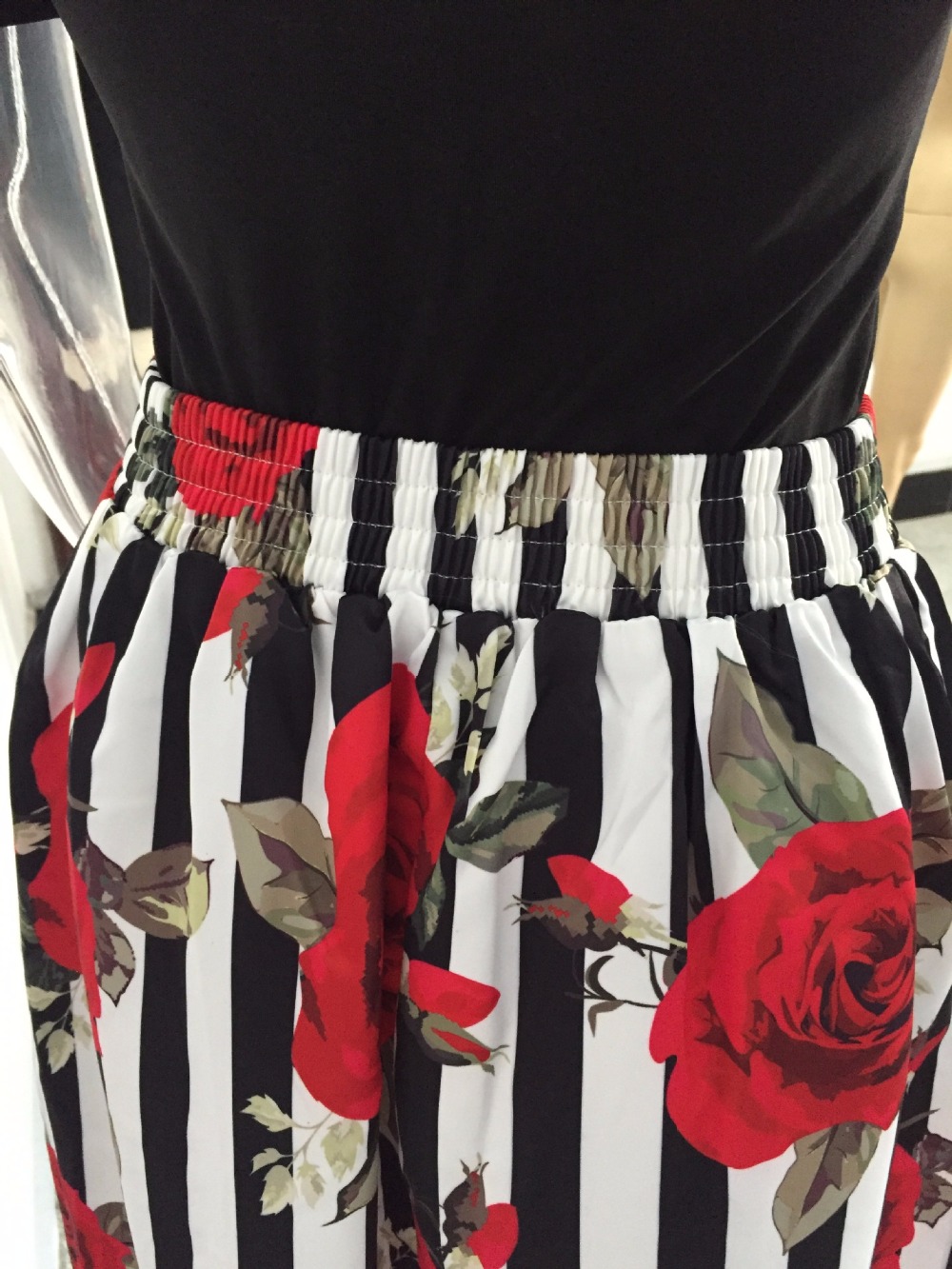 Multicolor Polyester Roses Print Long Women Dress