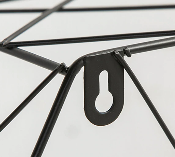 Vintage Large Net Iron and Wood Wall Decoration Storage Shelf