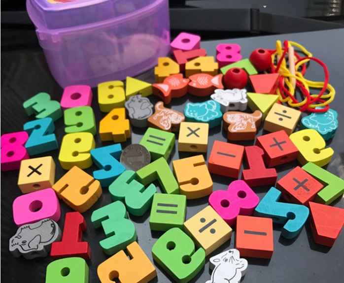 Pony Cartoon Design Wood Building Block Toy 