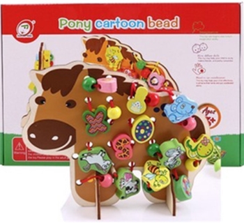Pony Cartoon Design Wood Building Block Toy 