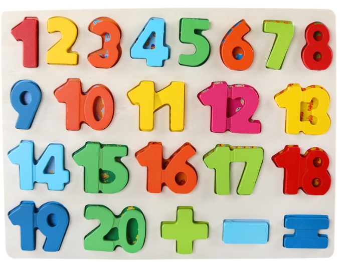 Wood Number Signs Learning Puzzle Game for Kids