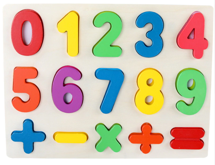 Wood Number and Sum Signs Learning Puzzle Game for Kids