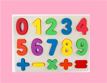 Wood Number and Sum Signs Learning Puzzle Game for Kids