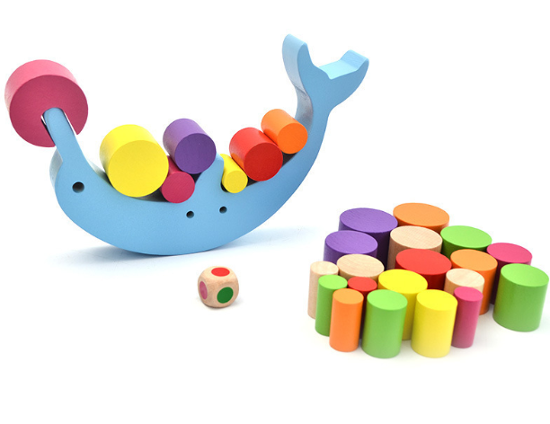 Colorful Wooden Dolphin Balancing Toy