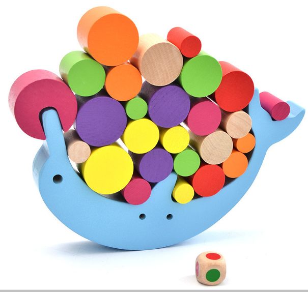 Colorful Wooden Dolphin Balancing Toy