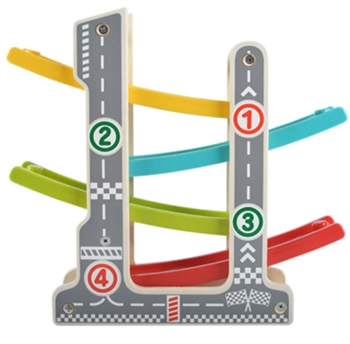 Colorful Wood Vehicles Track Rapid Racing Toy for Kids