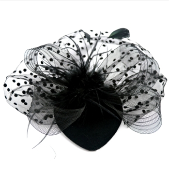 Black Mesh Net Feather Head Dress for Women