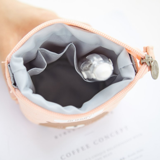 Cute Blue Canvas Pig Zipper Pencil Case