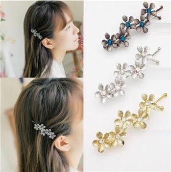 Multi-color Alloy Rhinestone 5 Flower Hair Clip for Women