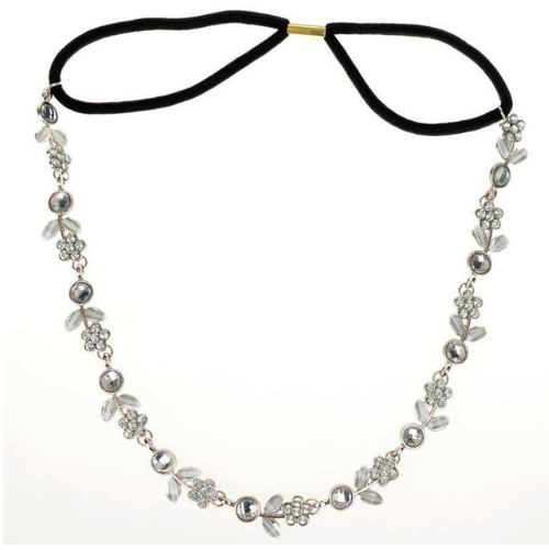 Silver Alloy Rhinestone Beautiful Floral Hair Band for Women