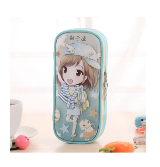 Cute PVC Multi-Layer Funky Girl Pencil Case