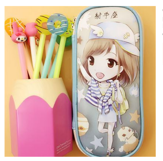 Cute PVC Multi-Layer Funky Girl Pencil Case
