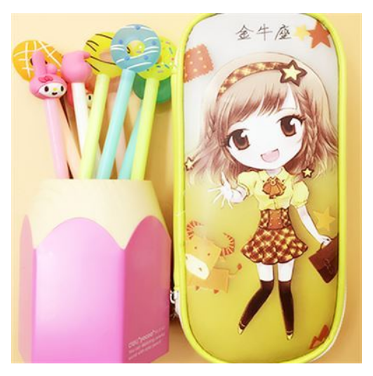 Cute PVC Multi-Layer Shaking Hand Girl Pencil Case