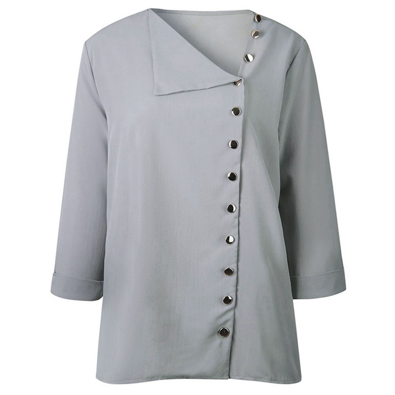 Polyester Side Buttons Collar Top For Women