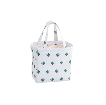 Fashionable White Oxford Vibrant Cactus Waterproof Lunch Bag