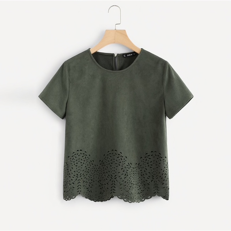 Polyester Hollow Cut Work Casual Women Top