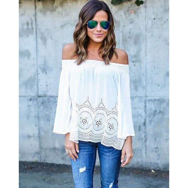 Polyester Off Shoulder Loose Fit Women Top