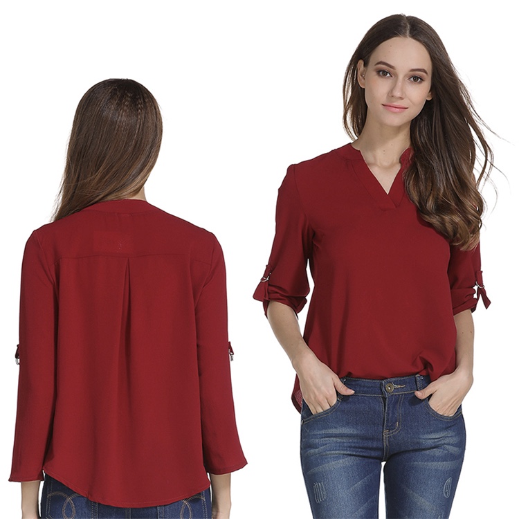Polyester Plain Three Forth Sleeves Women Top