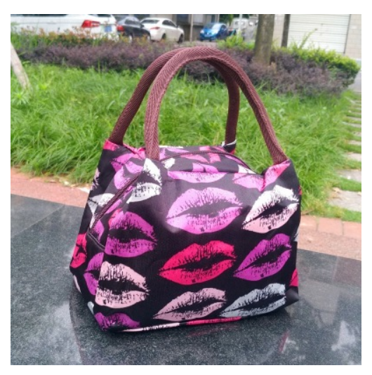 Small Black ABS Waterproof Colorful Lips Lunch Box Bags for Women
