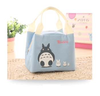 Cute and Stylish Blue Canvas Cartoon Lunch Box Bag