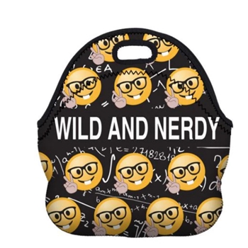 Lovely Black Polyester Waterproof Wild and Nerdy Lunch Box Bag