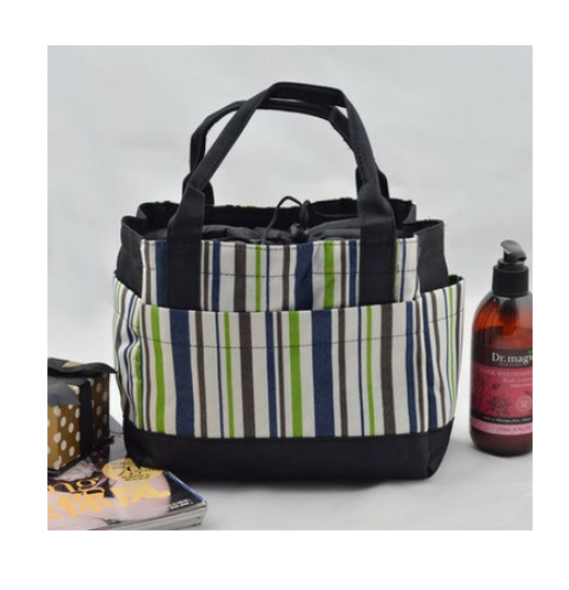 Multi-Color Cloth Thick Stripes Waterproof Lunch Bag for Women