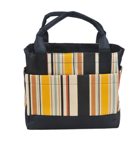 Multi-Color Cloth Thick Stripes Waterproof Lunch Bag for Women