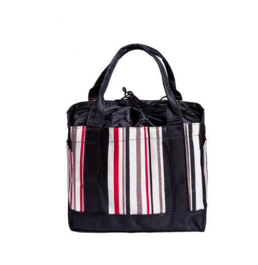 Multi-Color Cloth Thick Stripes Waterproof Lunch Bag for Women