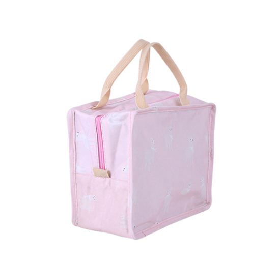 Pink Cloth Waterproof Lunch Bag for Women
