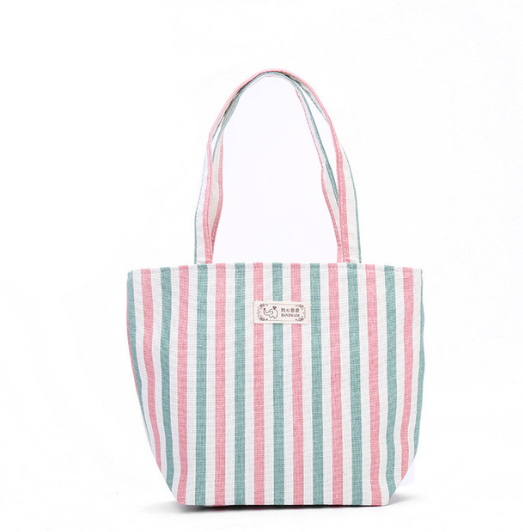 New Cotton Stripes Large Lunch Bag for Women
