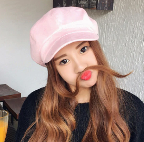 Cotton Solid Pattern Beret Hat for Women