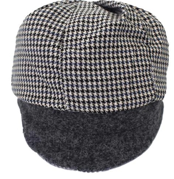 Black and White Cotton Grid Pattern Hat 