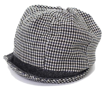 Black and White Cotton Grid Pattern Hat 