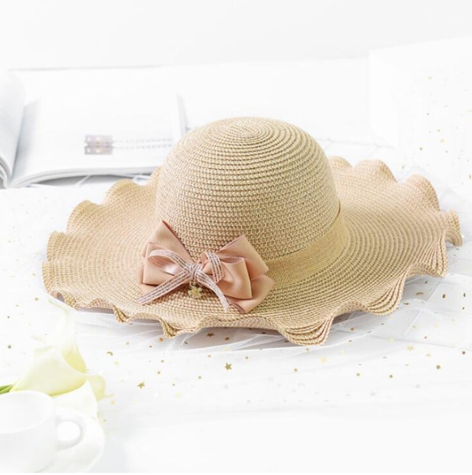 Straw Flower Ribbon Sun Hat for Women