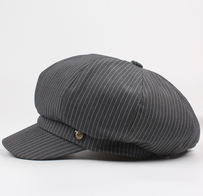 Cotton British Style Striped Hat for Women