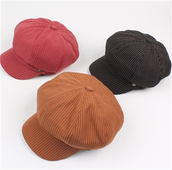 Cotton British Style Striped Hat for Women