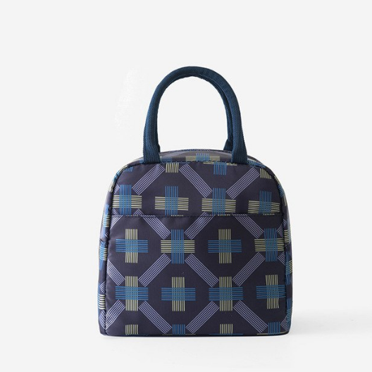 Fantastic Dark Blue Twill and Aluminium Film Waterproof Lunch Bag for Women