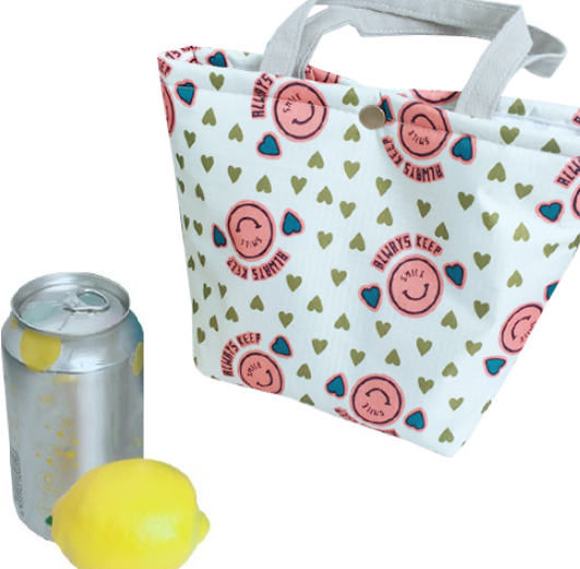 Fashionable and Stylish Polyester Smiley Picnic Waterproof Lunch Bag for Women