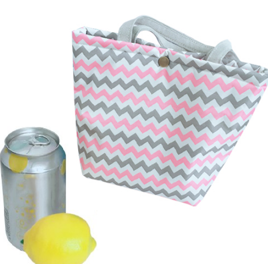 Fashionable and Stylish Polyester Zig-Zag Lines Picnic Waterproof Lunch Bag for Women
