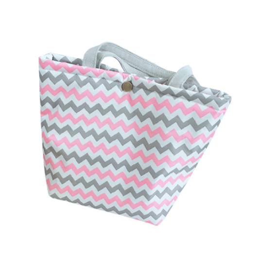 Fashionable and Stylish Polyester Zig-Zag Lines Picnic Waterproof Lunch Bag for Women