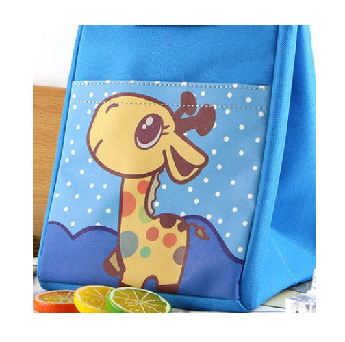 Unisex New Design Blue Canvas Baby Giraffe Waterproof Travel Lunch Bag